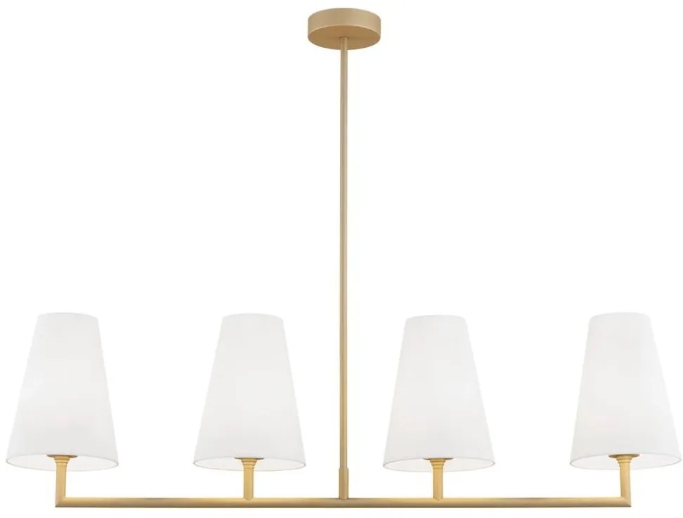 Lustra cu 4 brate design modern Safiano auriu, alb