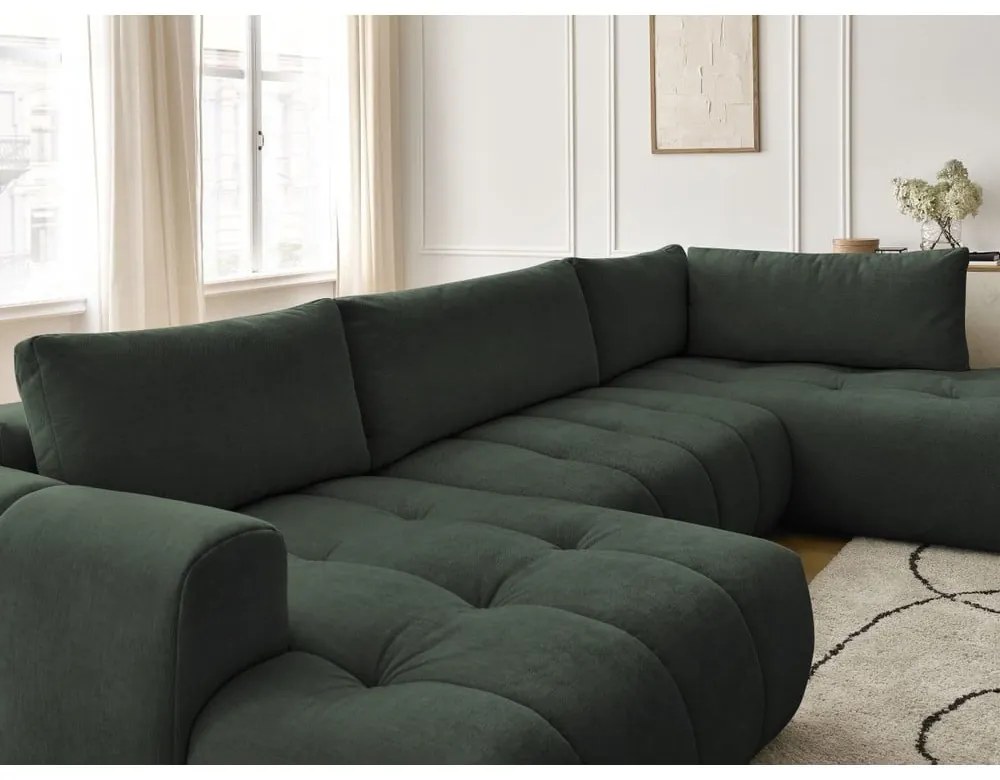 Colțar verde extensibil/cu spațiu de depozitare (cu colț pe partea dreaptă/în formă de "U") Fuji – Bobochic Paris