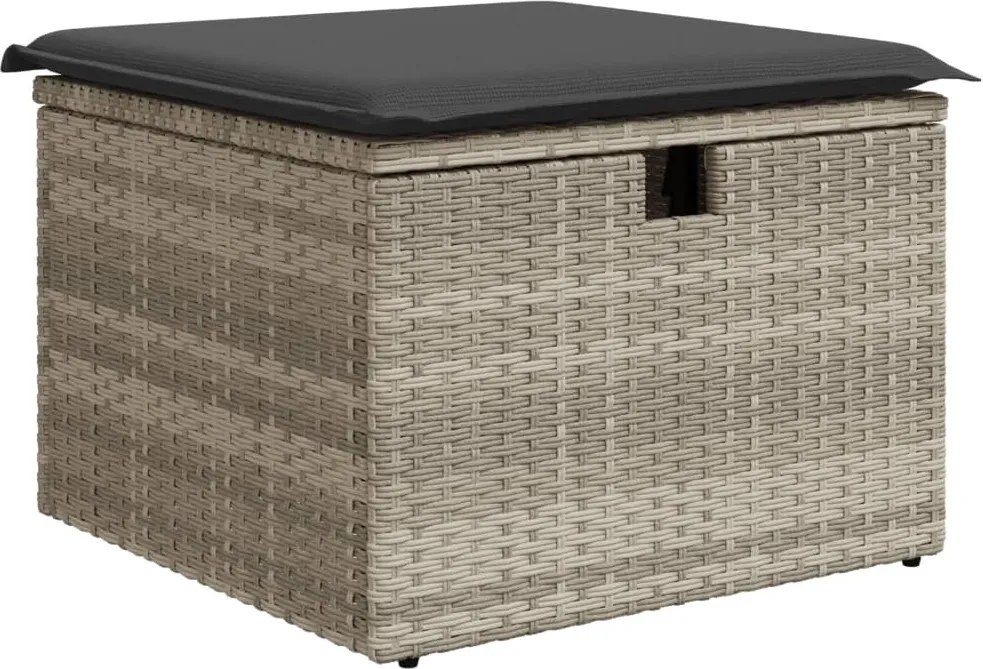 vidaXL Taburet de grădină cu pernă gri deschis, 55x55x37 cm, poliratan