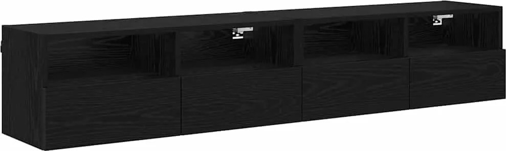 vidaXL Dulapuri pentru TV Pe perete 2 pcs Stejar Negru 80 x 30 x 30 cm