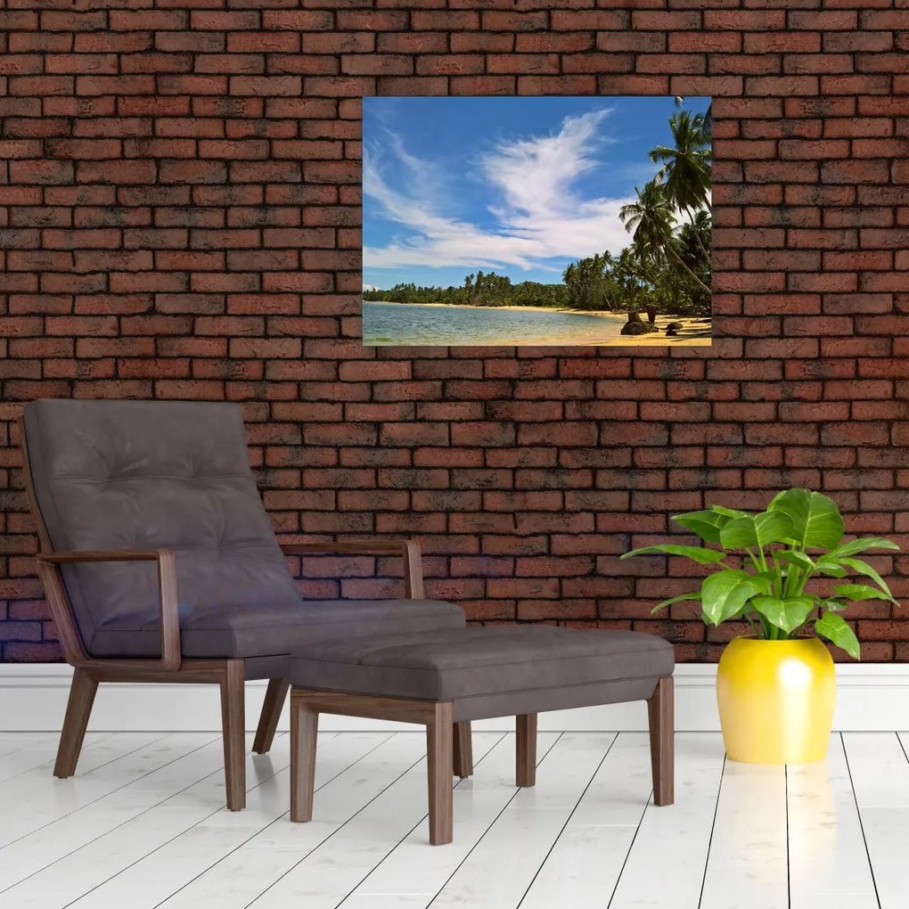 Tablou pe sticlă cu plajă (70x50 cm)