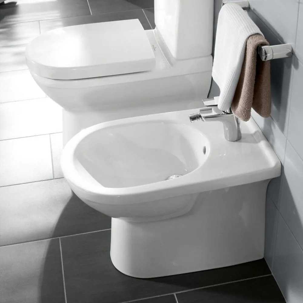 Bideu cu montaj pe podea 360x560x400 mm, 1 orificiu pentru baterie, alb alpin