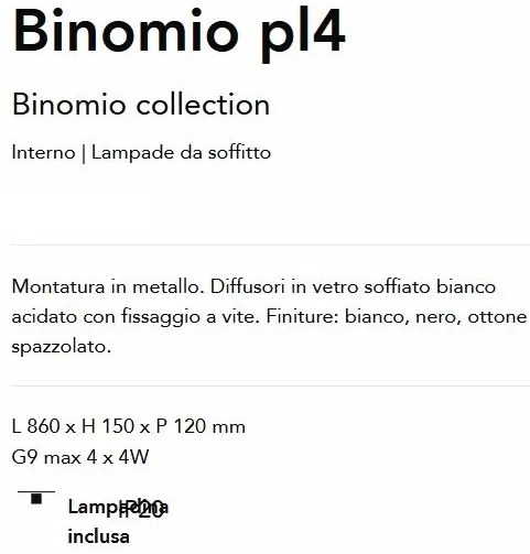 Plafoniera moderna stil minimalist Binomio pl4 alama