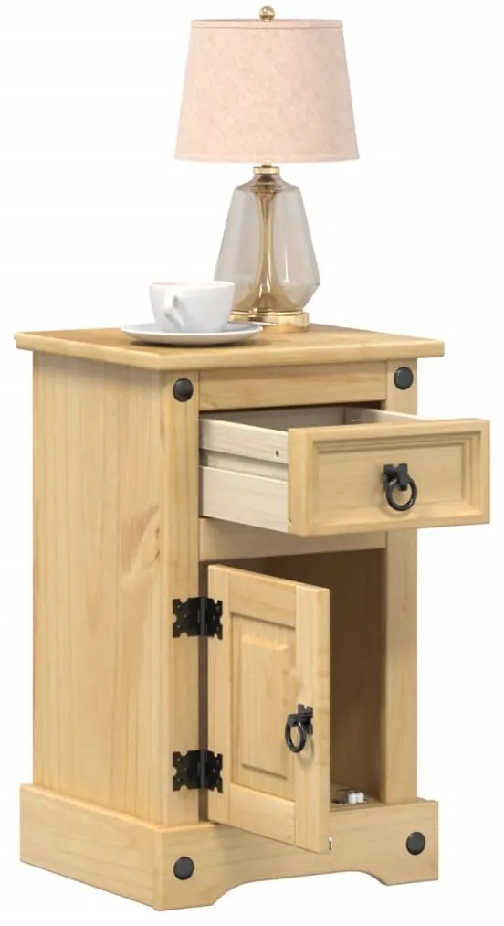 Noptiera "Corona", 35x32,5x58 cm, lemn masiv de pin