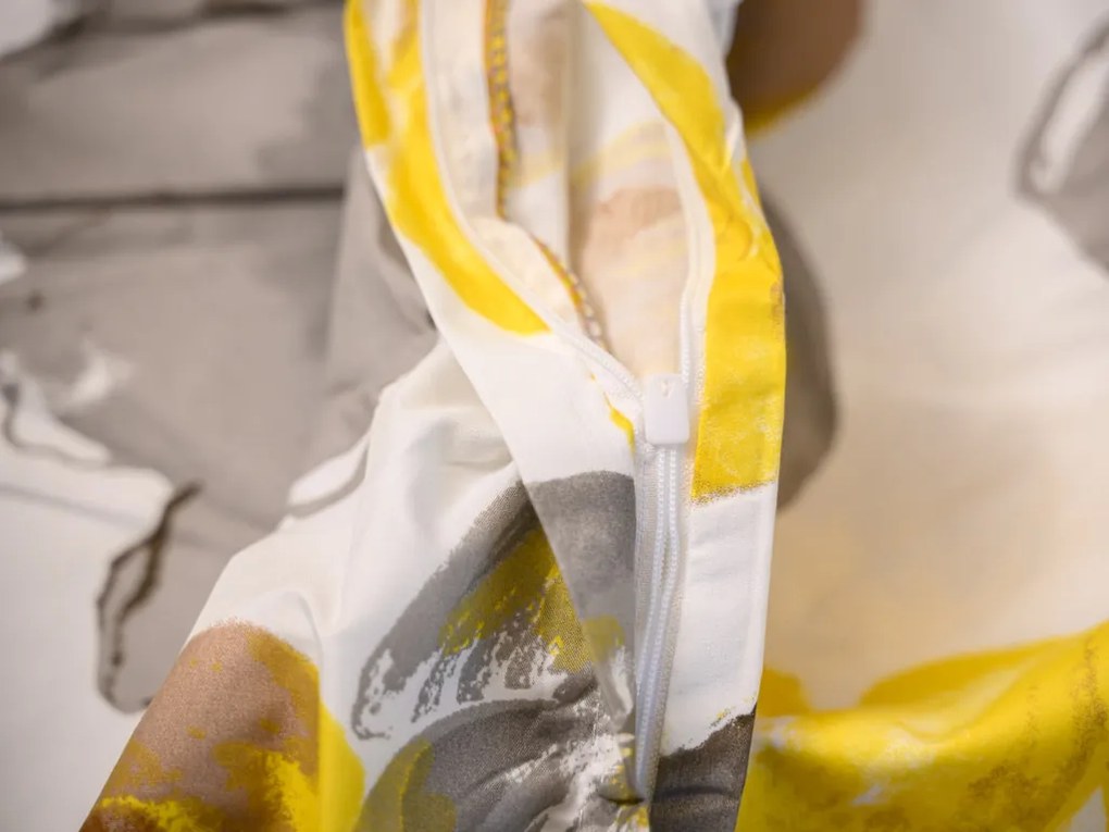 Lenjerie de pat din microfibra FEONELLE galben-gri Dimensiune lenjerie de pat: 70 x 90 cm | 140 x 220 cm