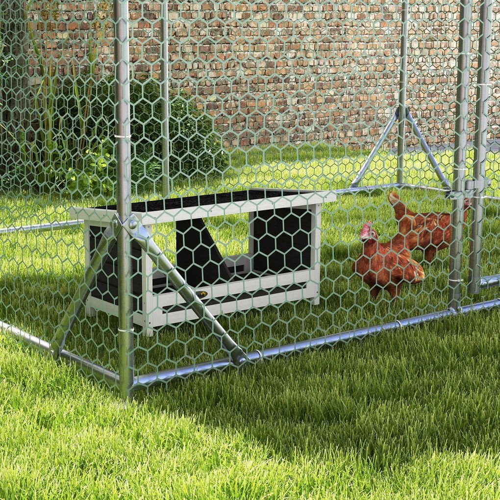 PawHut Cuibar pentru Găini cu 2 Zone, Bază Înălțată și Acoperiș din Bitum, 66x37x34 cm, Gri | Aosom Romania