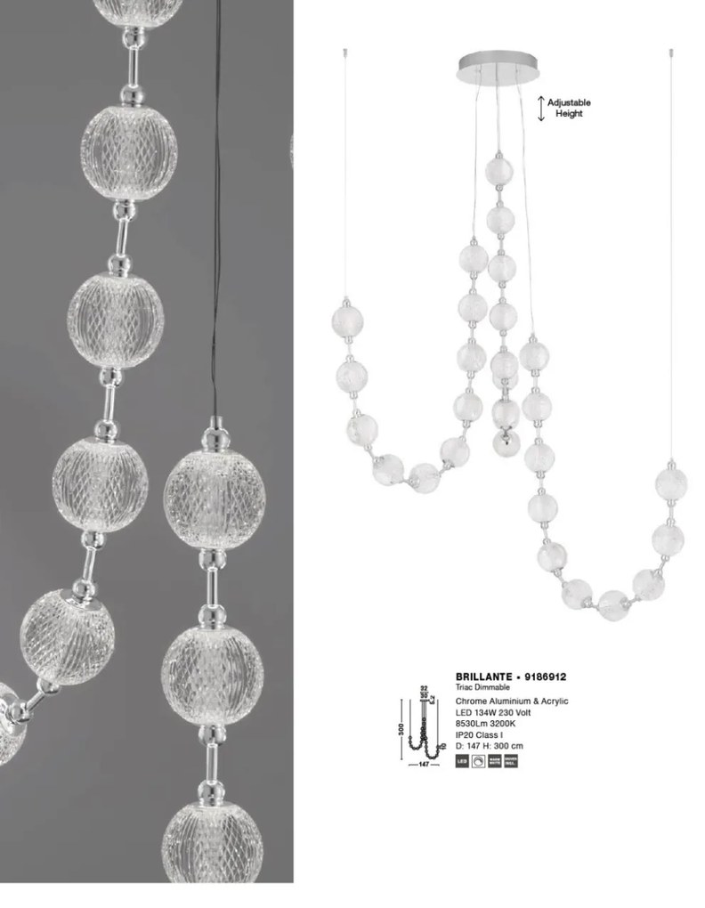 Lustra LED XXL suspendata design decorativ BRILLANTE