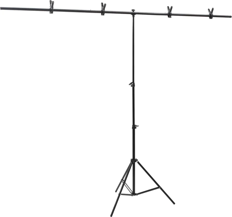 vidaXL Suport de fundal în formă de T, negru, 201x60x(70-200) cm