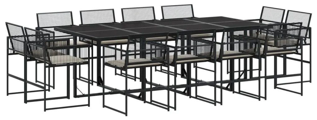 3295015 vidaXL Set mobilier de grădină cu perne, 13 piese, negru, poliratan