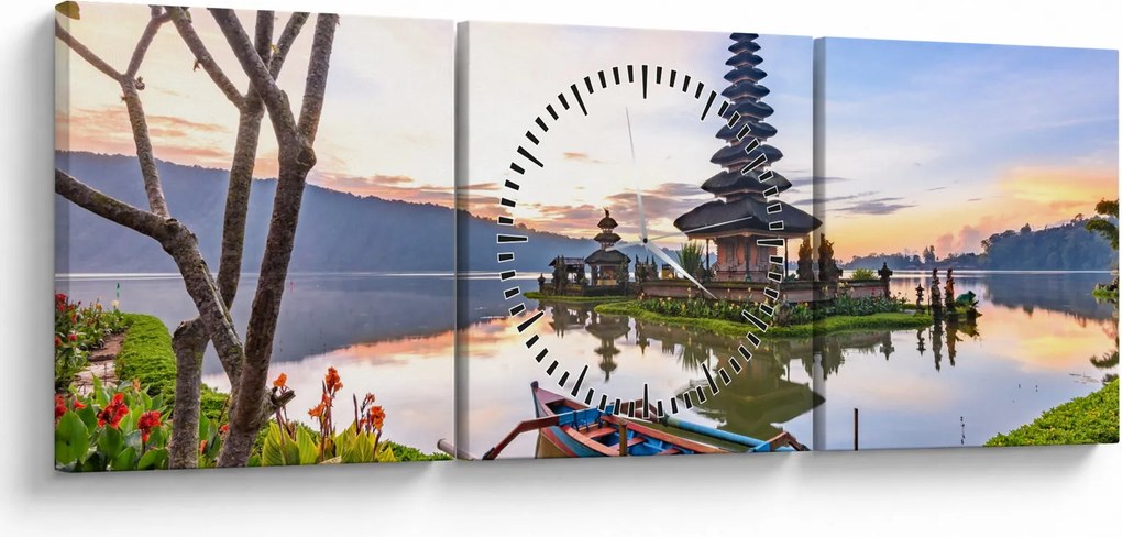 Tablou - Templul Pura Bratan (cu ceas) (90x30 cm)