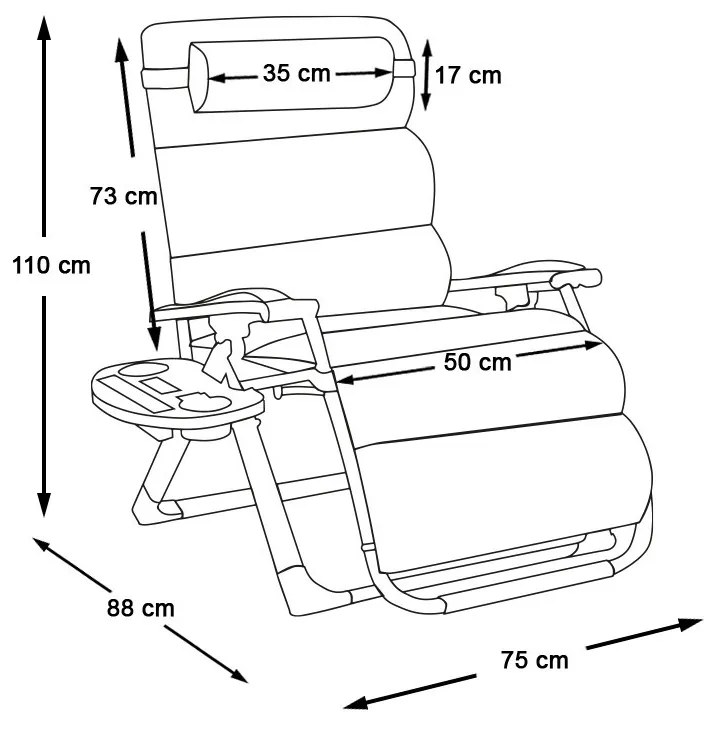 Scaun gravitatie zero capitonat-gri