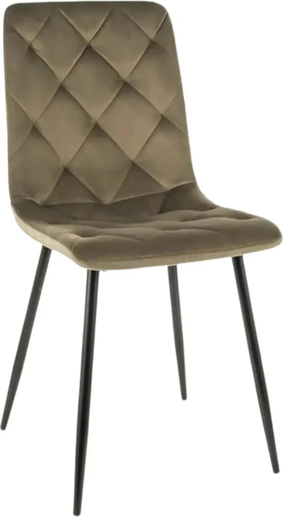 Scaun JERRY, verde maslin/negru, stofa catifelata/metal, 45x39x91 cm