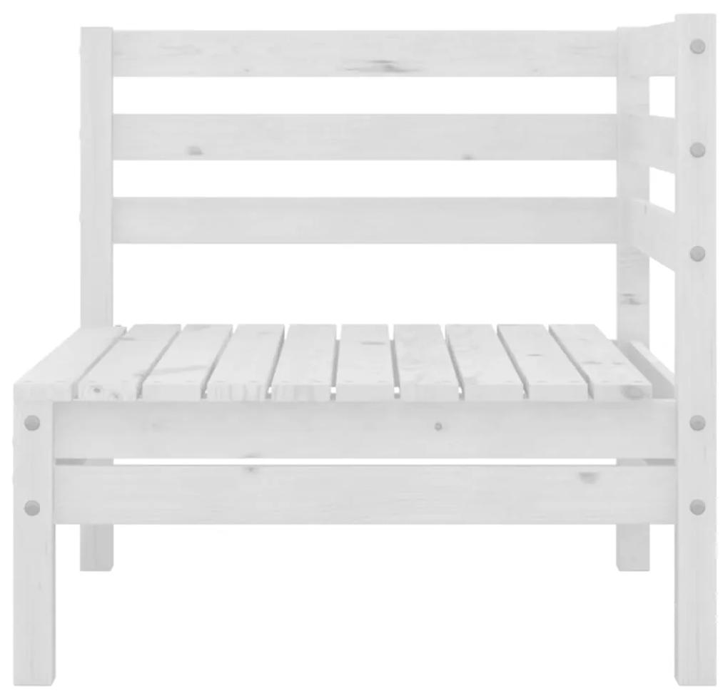 Canapea de colt pentru gradina, alb, lemn masiv de pin Alb, Canapea coltar, 1