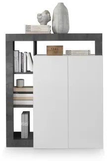 Comodă LENOR, albă/antracit