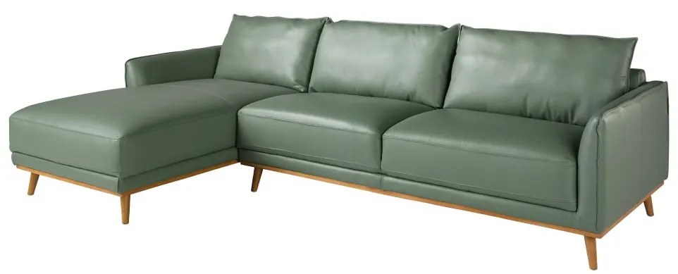 Coltar LUX design italian cu sezlong stanga Cowhide verde