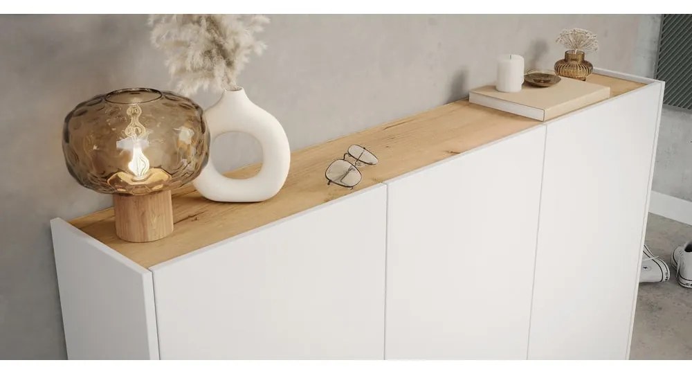 Pantofar alb cu aspect de lemn de stejar 138x105x25 cm Libbiano – Germania