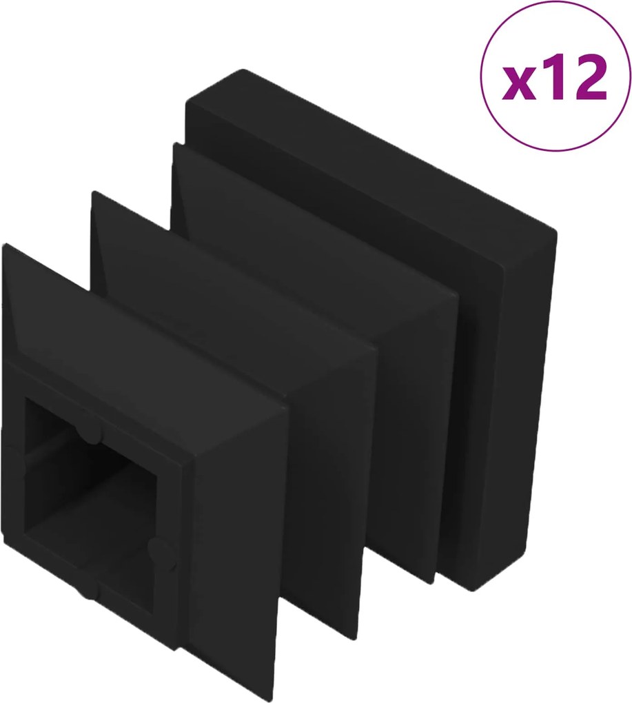 vidaXL Capete de închidere 12 pcs Negru 15 x 15 x 15 mm PP