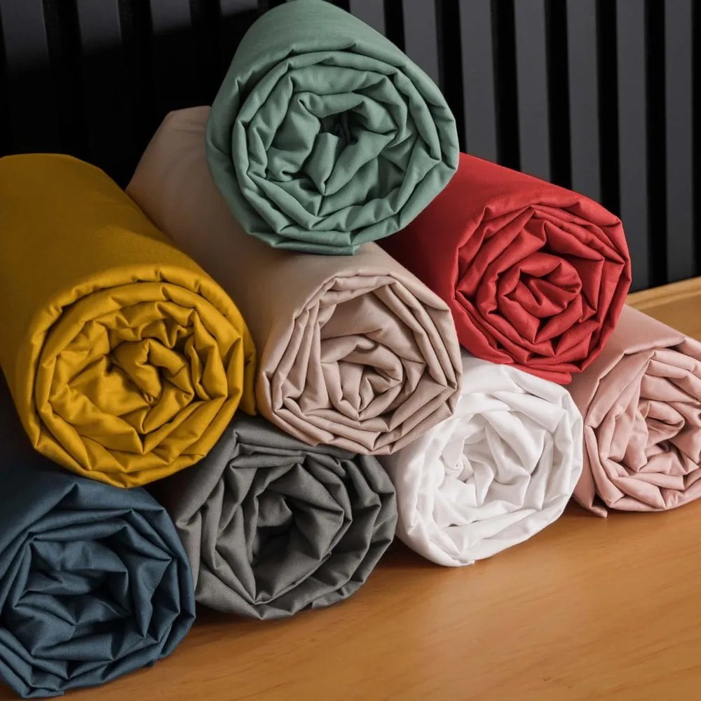 Cearceaf verde din bumbac percal cu elastic 140x190 cm Percaline – douceur d'intérieur