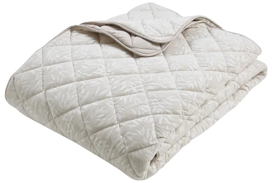 Cuvertură bej matlasată 240x260 cm Corded Leaves – Catherine Lansfield