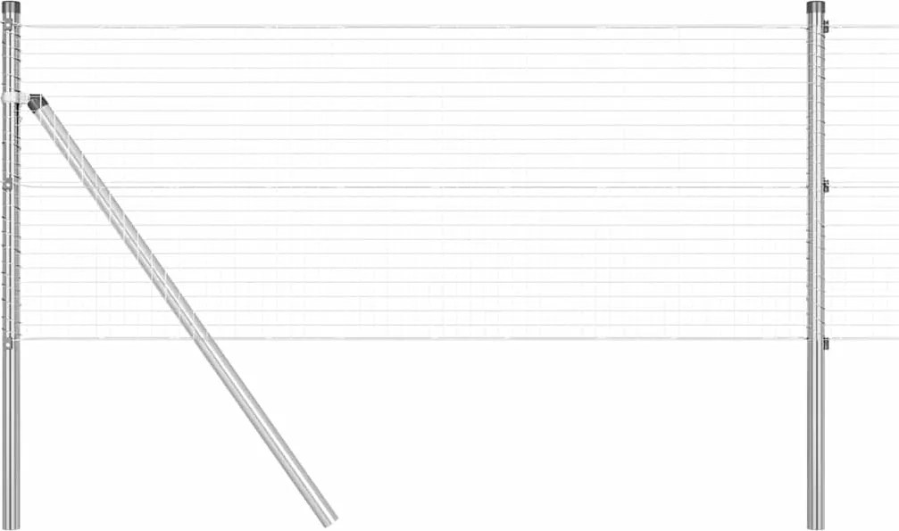 vidaXL Stâlp de gard. Argintiu 10 x 0,5 m (plasă de 25 x 25 mm) Oțel