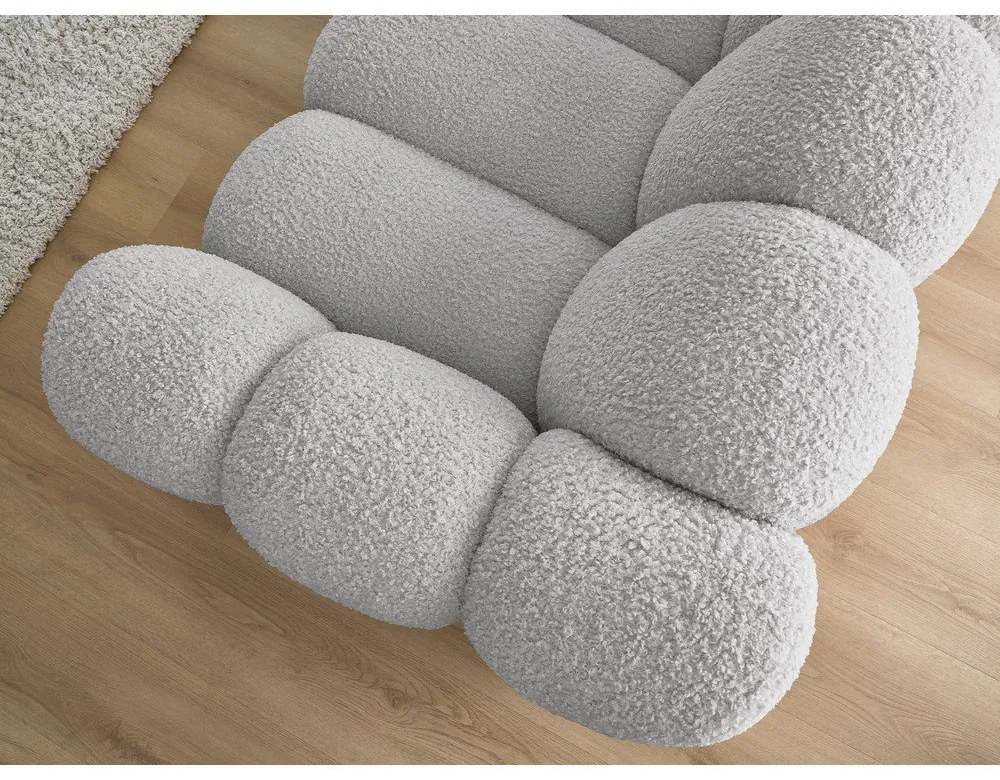 Canapea gri deschis cu tapițerie din țesătură bouclé 232 cm Hippolyte – Bobochic Paris