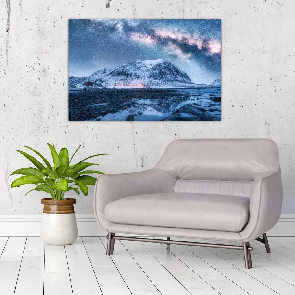 Tablou cu munți și ceul cu stele (90x60 cm)