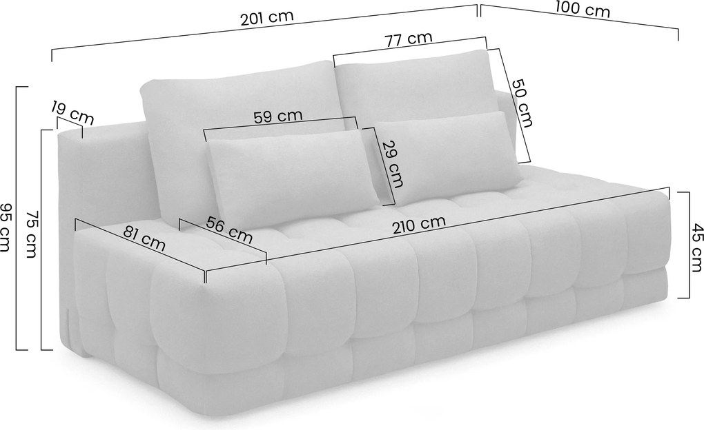 Canapea extensibilă Tuko cu ladă - verde țesătură Freya 210-09