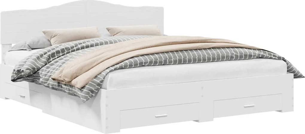 vidaXL Cadru de pat cu headboard Alb 200 x 200 cm Lemn compozit