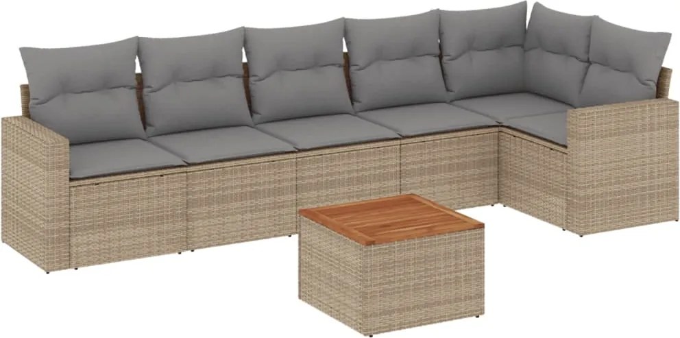 vidaXL Set canapele de grădină, 7 piese, cu perne, bej, poliratan