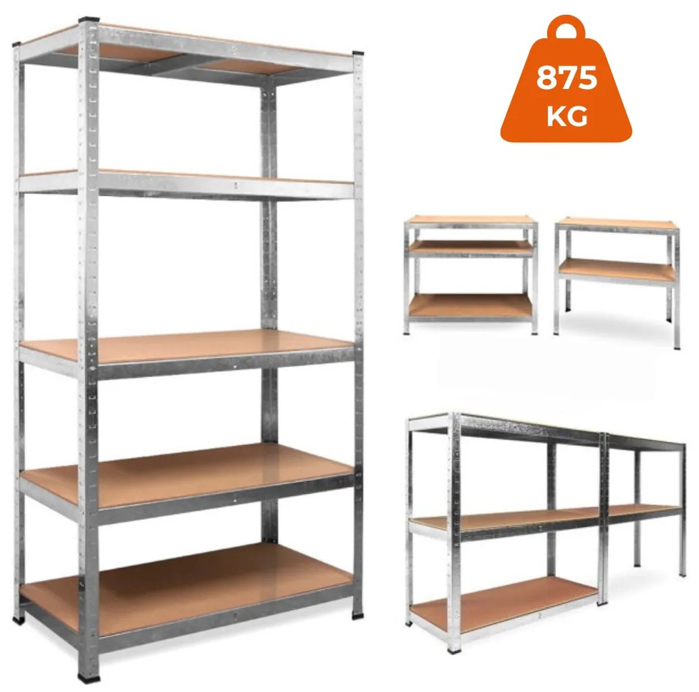 Raft cu capacitate mare HEAVY, max. 875kg, 90x40x180cm, argintiu Jurhan