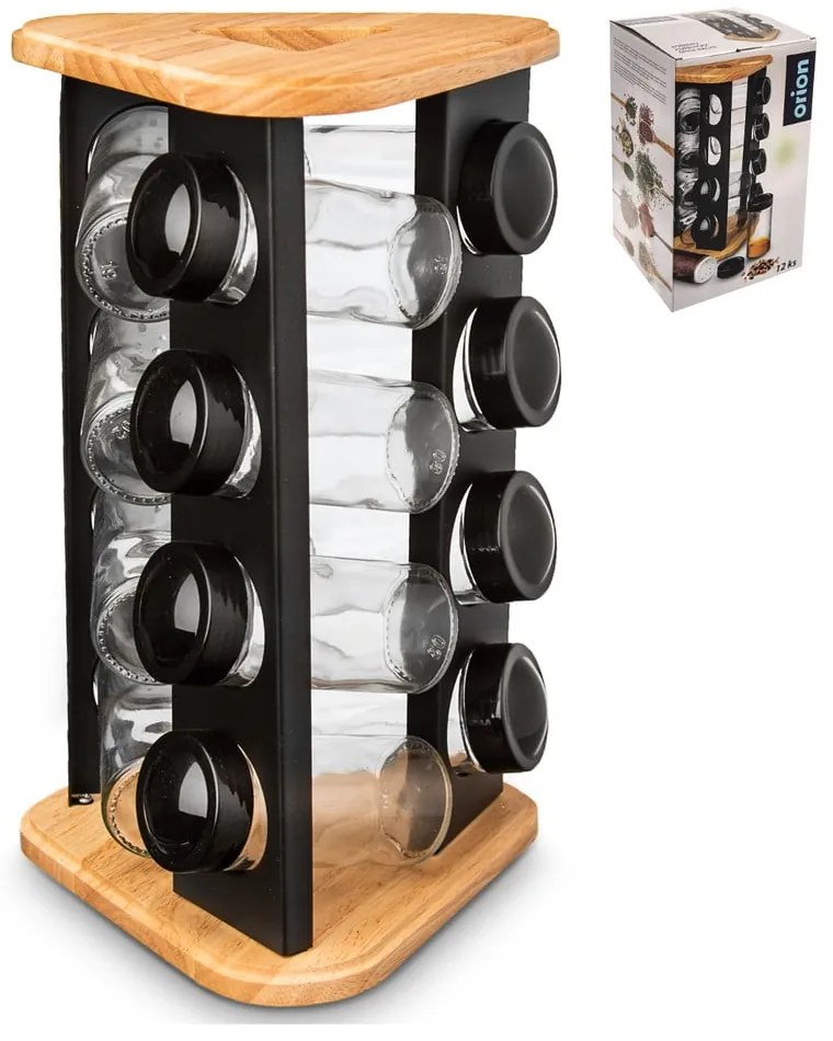 Recipiente de condimente cu suport 12 buc. Black – Orion