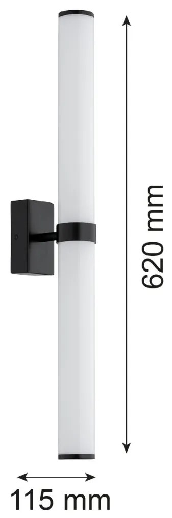 Aplica baie LED, Protectie IP44 otel negru, sticla BATUMI 8927