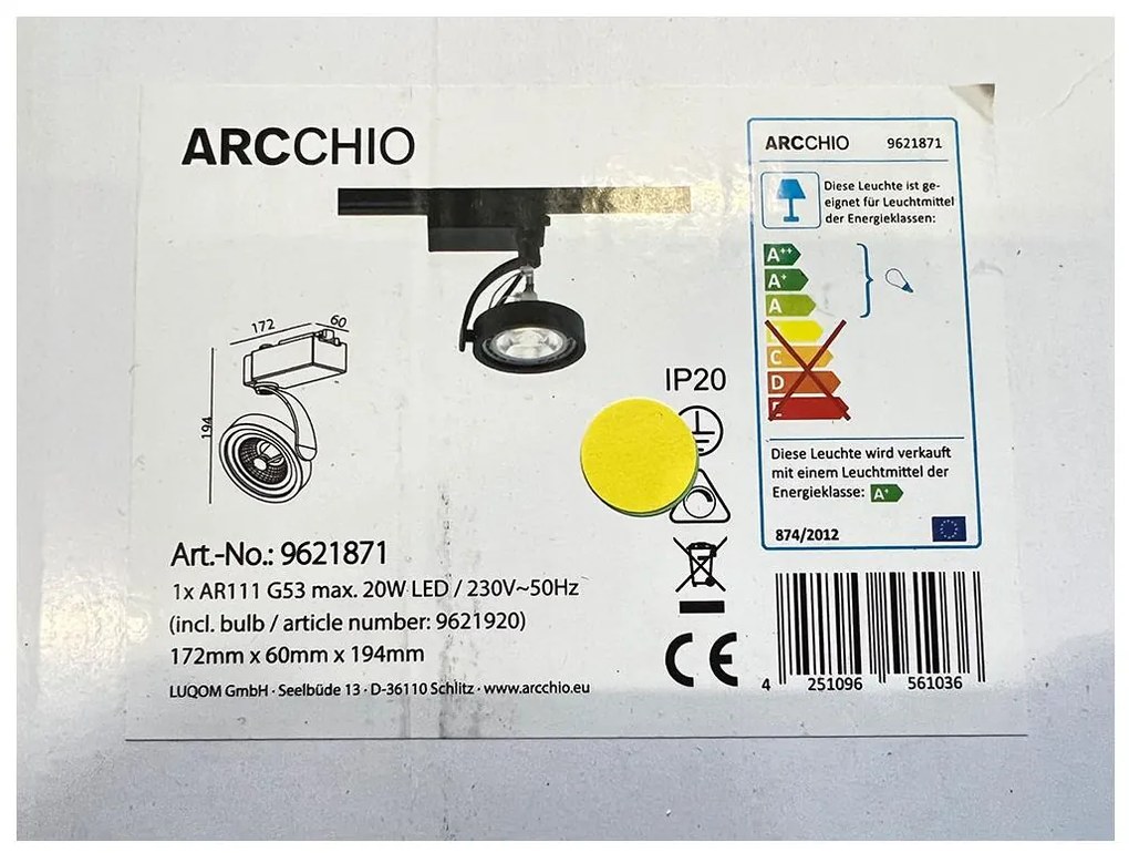 Spot LED pentru sistem de șină RICK AR111 1xG53/13W/230V Arcchio