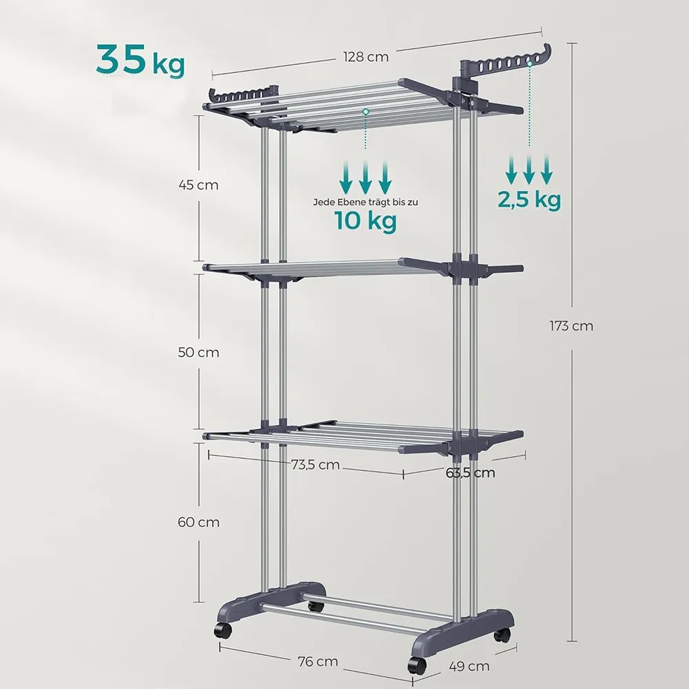 Răcitor de rufe cu 4 niveluri