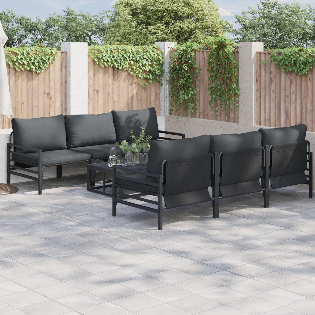 vidaXL Set de canapele pentru grădină 7 pcs Antracit Oţel &amp; Tesatura