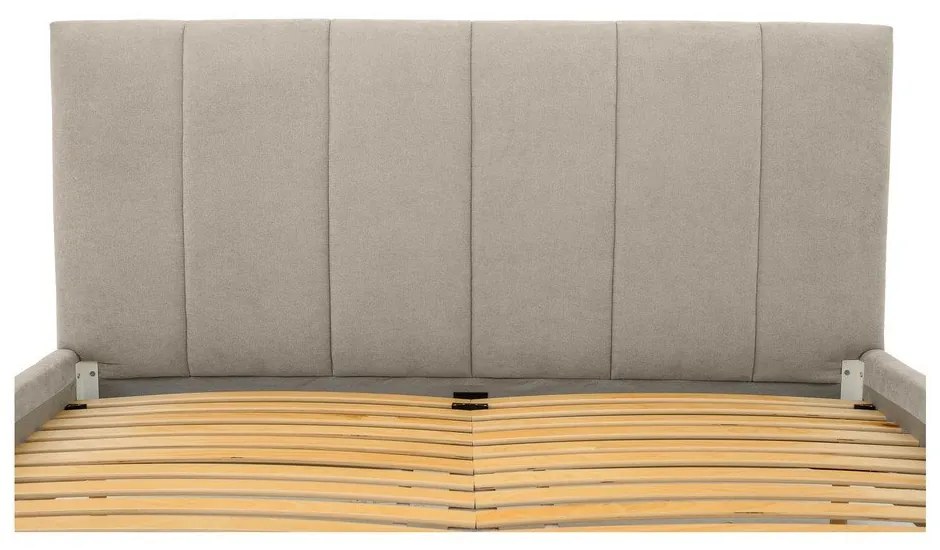 Pat matrimonial bej tapițat cu somieră 160x200 cm Zee – Scandic