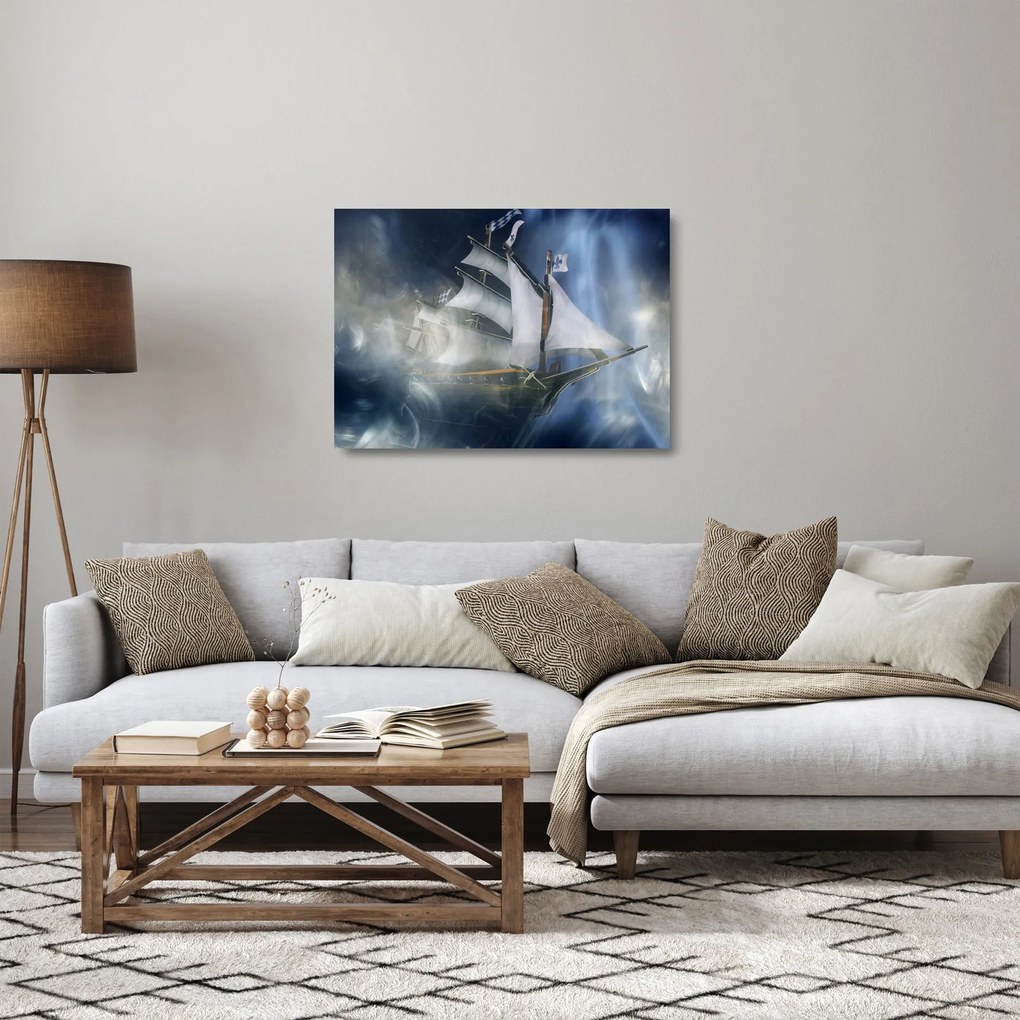 Tablou pe sticlă - Corabia fantomelor (70x50 cm)