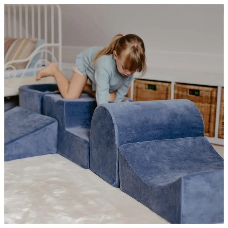 Teren de joacă din spumă bej 3 buc. din catifea înălțime 30 cm 45x143 cm Montessori – Meowbaby