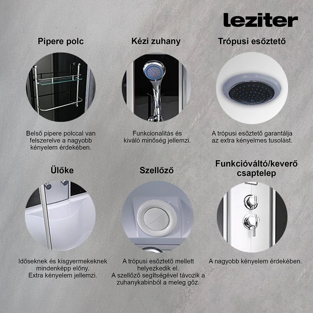 Cadă de baie cu hidromasaj Emilia 170 cu electronică, neagră