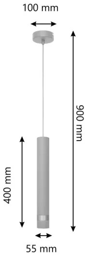 Lustră LED pe cablu TUBA 1xGU10/4,8W/230V gri/crom lucios