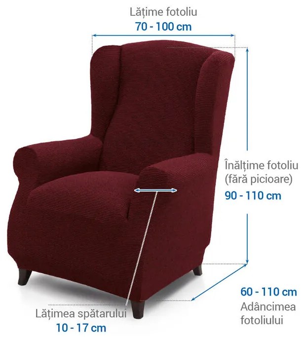 Huse super elastice HARMONIA bordo fotoliu clasic (l. 70 - 100 cm)