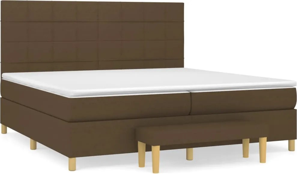vidaXL Pat box spring cu saltea, maro închis, 200x200 cm, textil