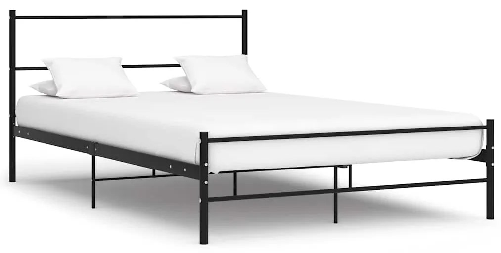 vidaXL Cadru de pat cu tăblie fără saltea, negru, 140x200 cm, metal