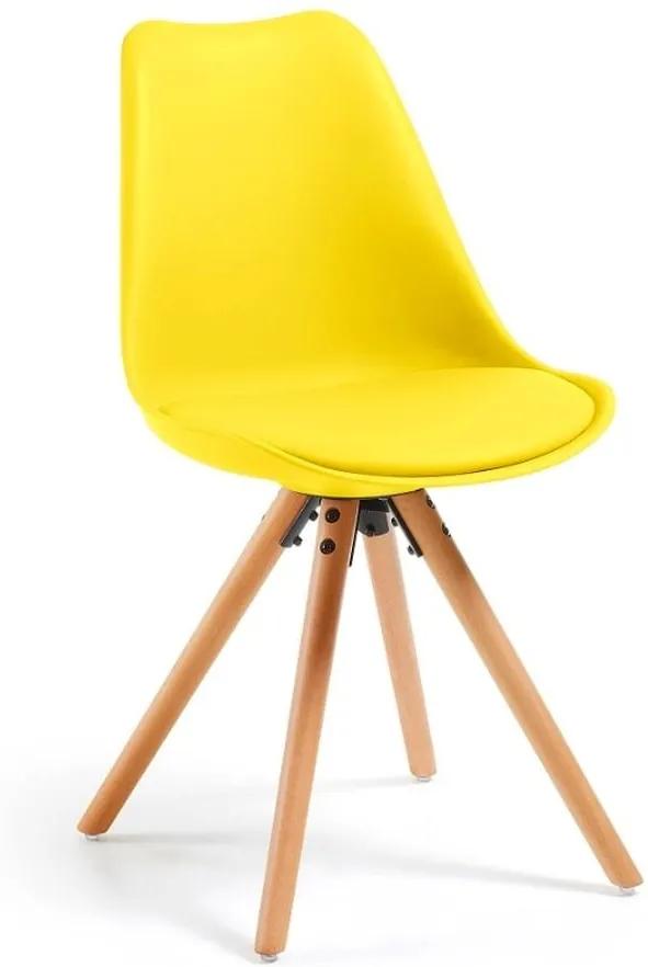 Scaun cu picioare din lemn de fag loomi.design Lumos, galben