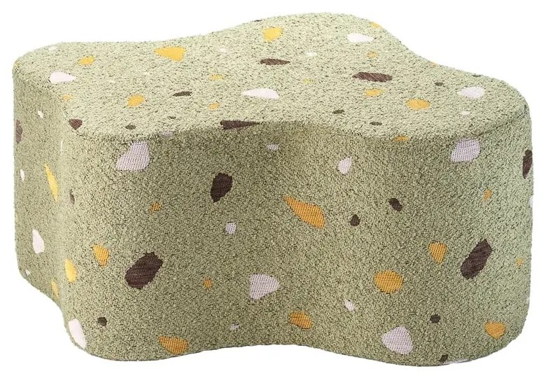 Puf de copii verde cu tapițerie din țesătură bouclé/cu tapițerie din chenille Terrazzo Cloud – Wigiwama