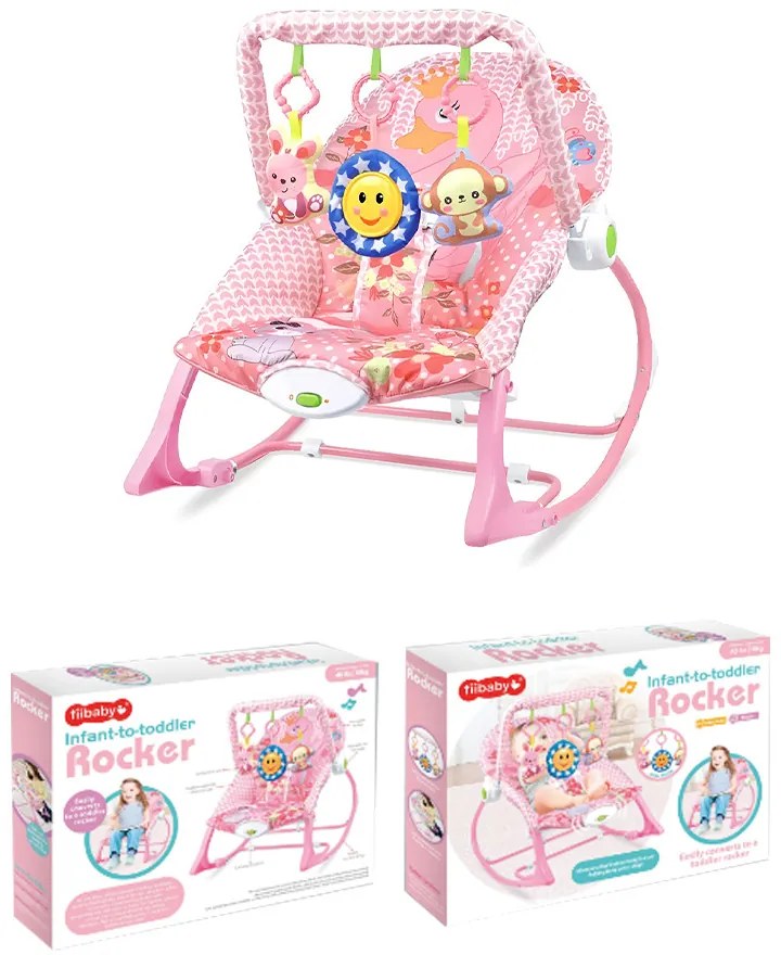 Balansoar cu vibrații și muzică, până la 18 kg, roz