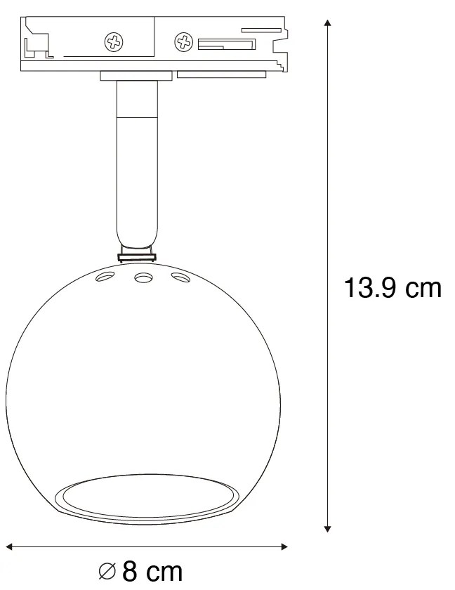 Spotlight modern pe șină monofazat negru cu auriu - Gissi