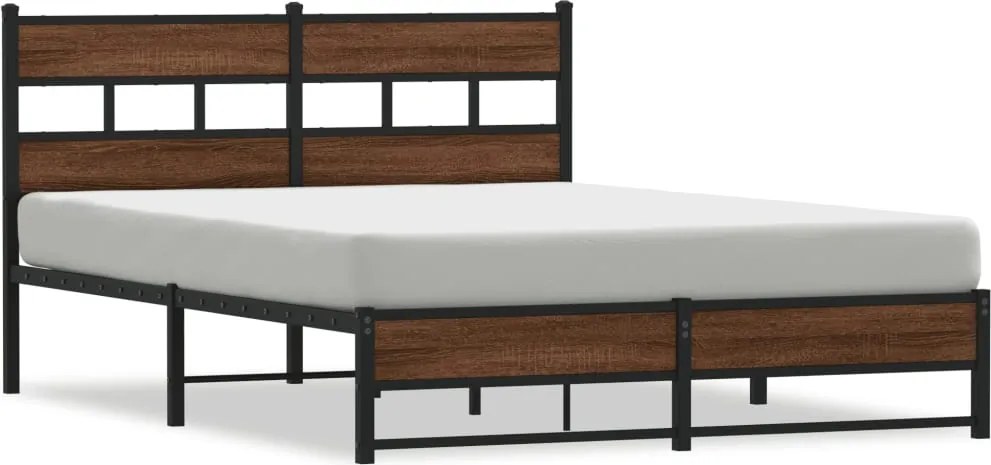 vidaXL Cadru de pat metalic fără saltea, stejar maro, 160x200 cm