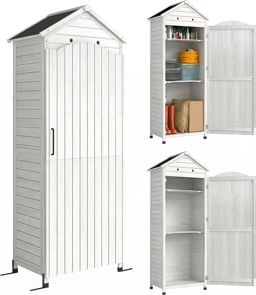 Outsunny Căsuță de Grădină din Lemn, Depozit cu Rafturi Reglabile și Acoperiș Zincat | Aosom Romania