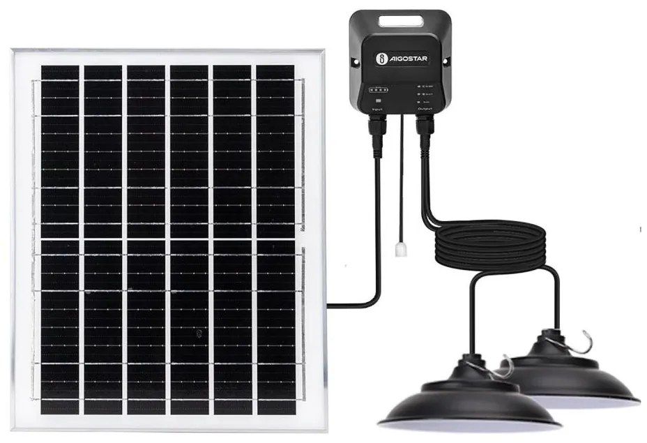Lustră LED solară Aigostar 2xLED/70W/12V 12000 mAh 6500K d. 23,5 cm